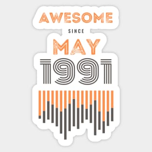 Awesome Since May 1991, 30 years old, 30th Birthday Gift Sticker